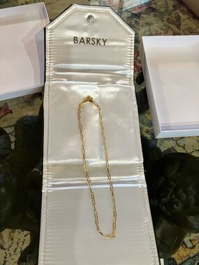 BARSKY JEWELERS 14k over sterling silver paper clip necklace  NIB